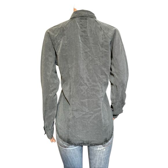 Women’s raglan long sleeve tencel button-down gray shirt top M - Picture 3 of 6